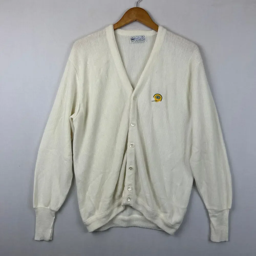 Pickering Green Bay Packers Cardigan Sweater Orlon 70s Vintage Men's Size XL